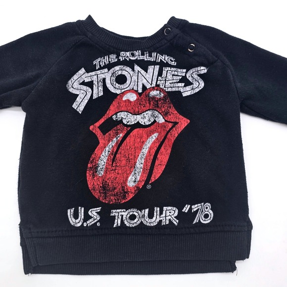 Kids The Rolling Stones U S Tour "78 Graphic Black Long Sleeve Sweatshirt 12M - Picture 2 of 6